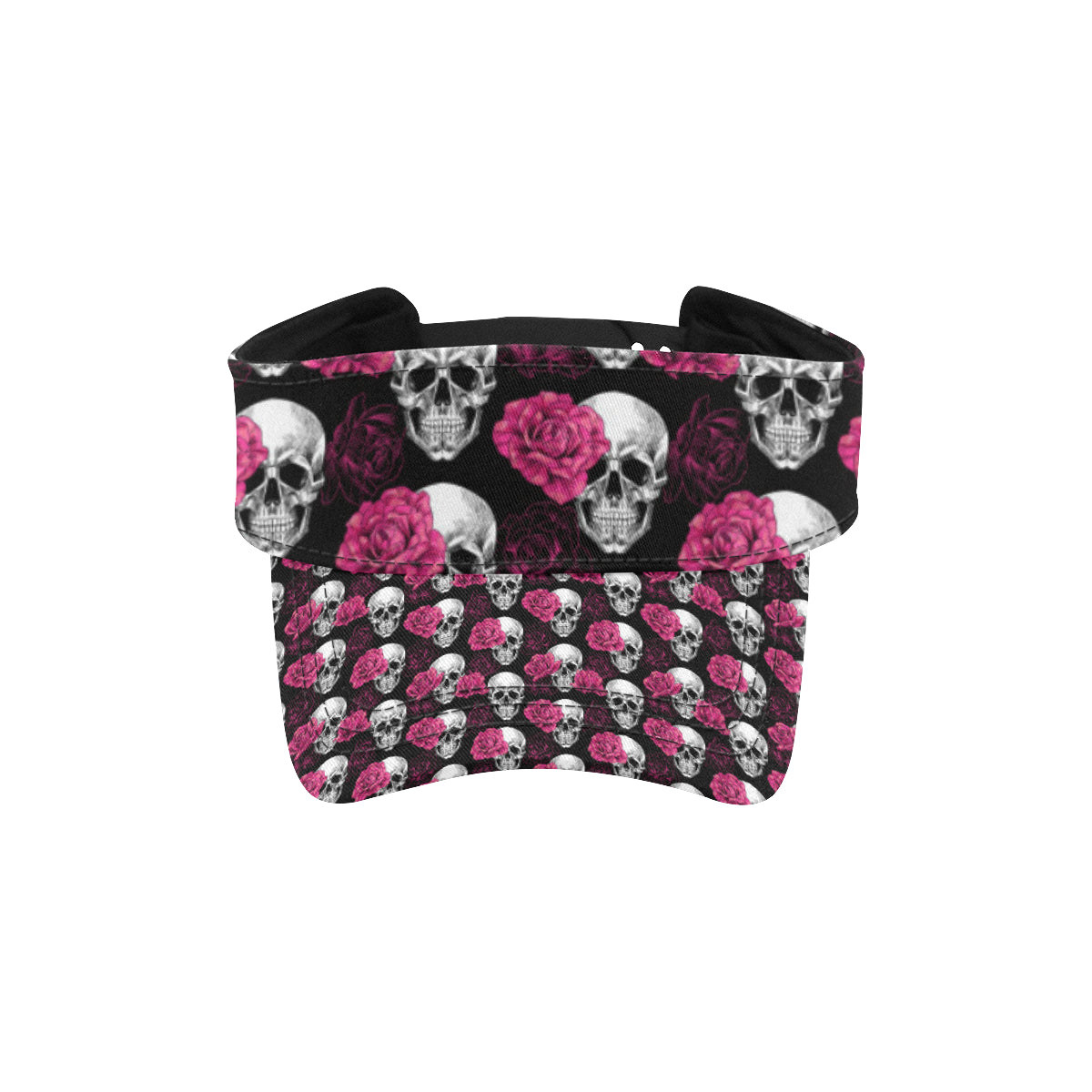 Pink Rose Skull Themed Print Unisex Sun Visor