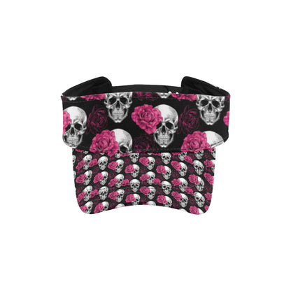 Pink Rose Skull Themed Print Unisex Sun Visor