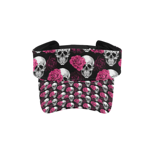 Pink Rose Skull Themed Print Unisex Sun Visor