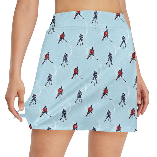 Hockey Player Print Design LKS302 17" Golf & Pickleball Skort with Pockets