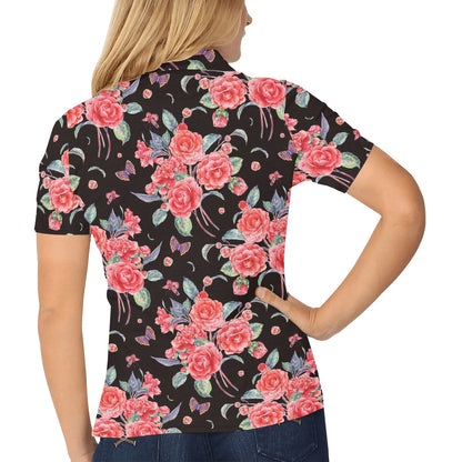 Camellia Pattern Print Design CM03 Women's Polo Shirt