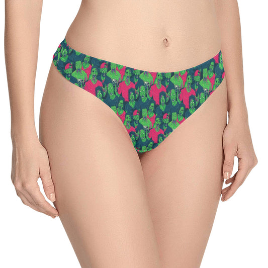 Zombie Themed Design Pattern Print Women's Thongs