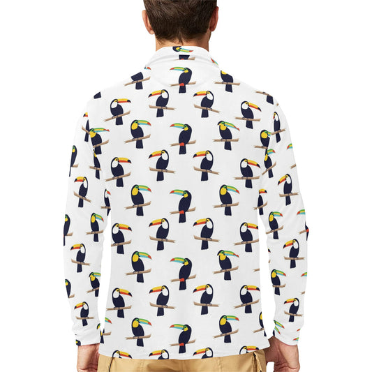 Toucan Print Design LKS305 Long Sleeve Polo Shirt For Men's