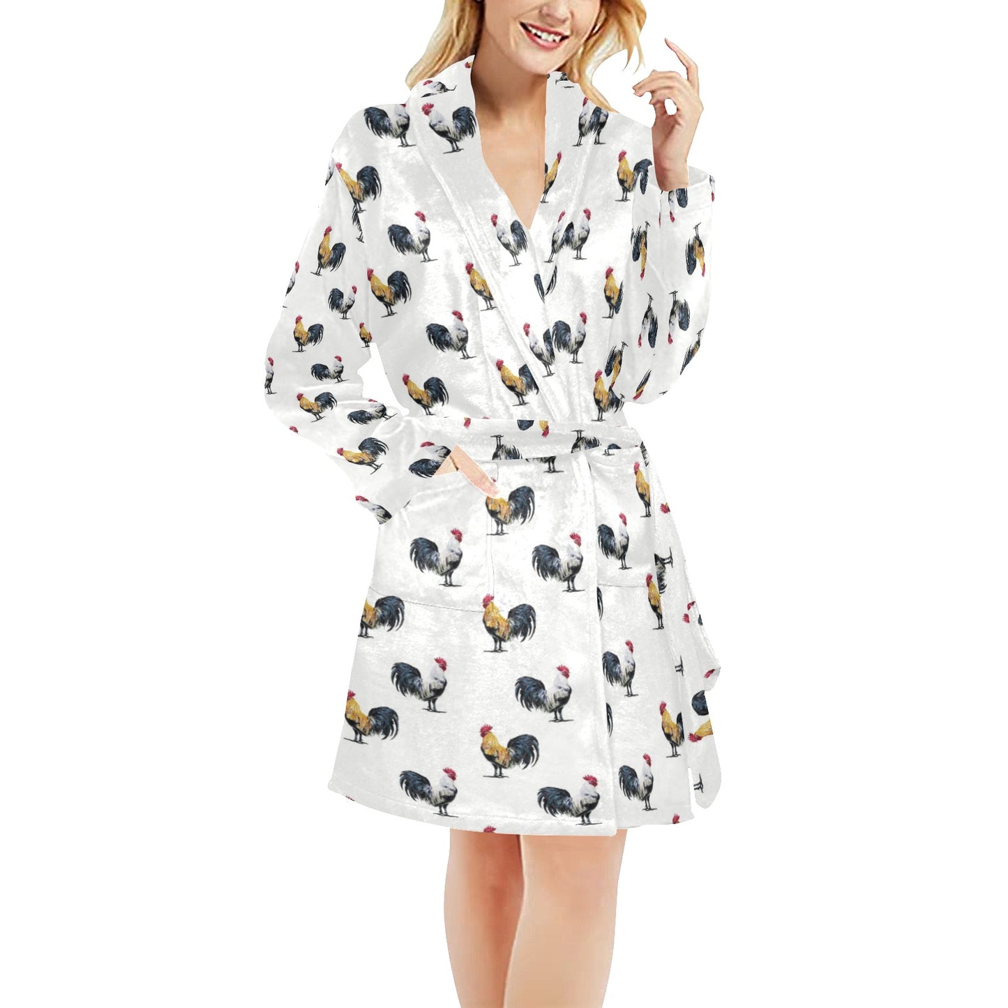 Chicken Pattern Print Design 02 Women's Fleece Robe