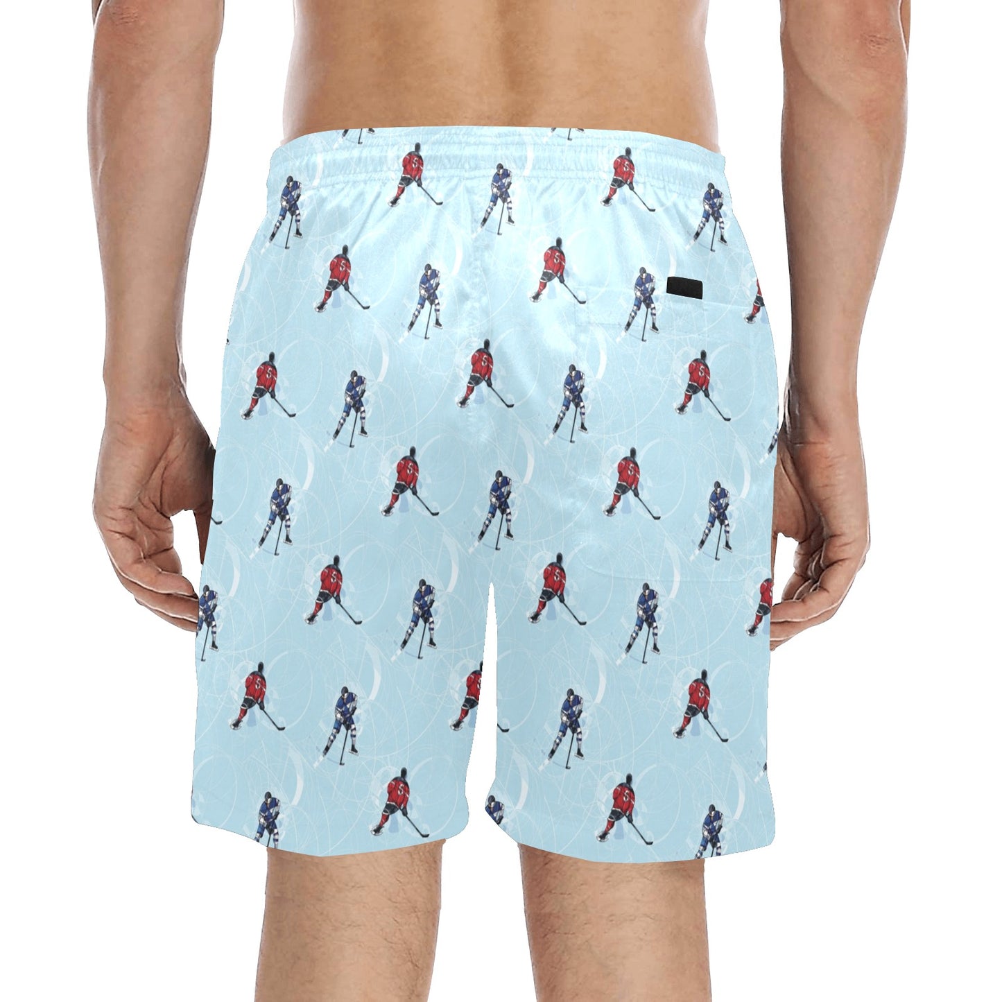 Hockey Player Print Design LKS302 Men's Swim Trunks Beach Shorts