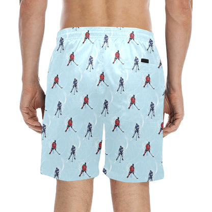 Hockey Player Print Design LKS302 Men's Swim Trunks Beach Shorts