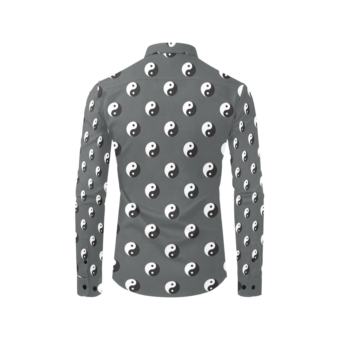 Yin Yang Print Design LKS303 Men's Long Sleeve Dress Shirt