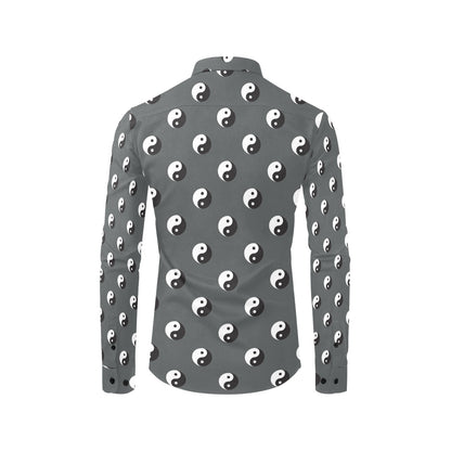 Yin Yang Print Design LKS303 Men's Long Sleeve Dress Shirt