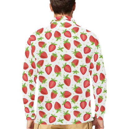 Strawberry Pattern Print Design SB07 Long Sleeve Polo Shirt For Men's