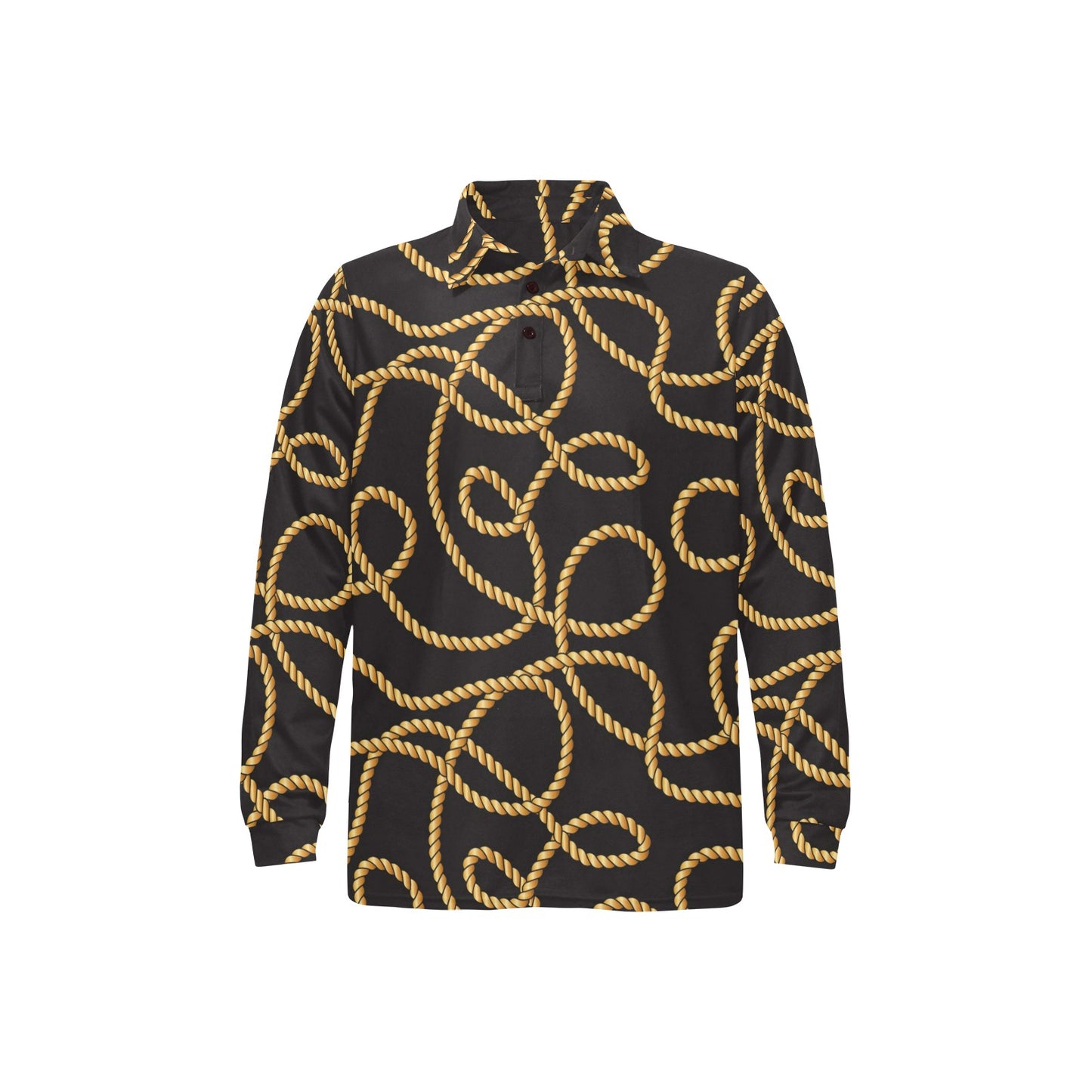 Rope Pattern Print Design A04 Long Sleeve Polo Shirt For Men's