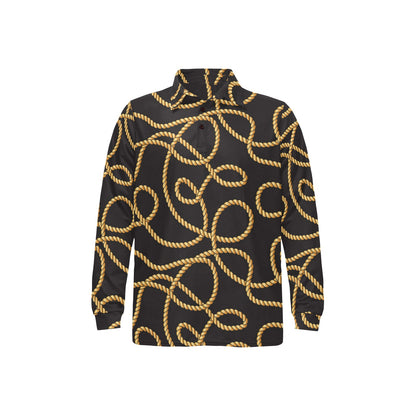 Rope Pattern Print Design A04 Long Sleeve Polo Shirt For Men's