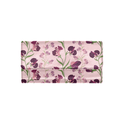 Peony Pattern Print Design PE09 Women's Trifold Wallet