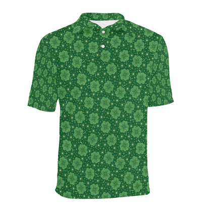 Shamrock Design Print Men Polo Shirt