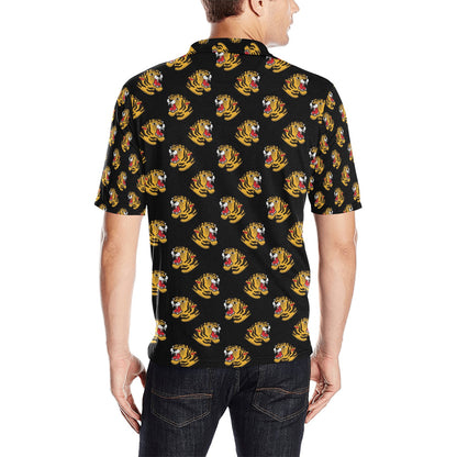 Tiger Head Print Design LKS306 Men Polo Shirt