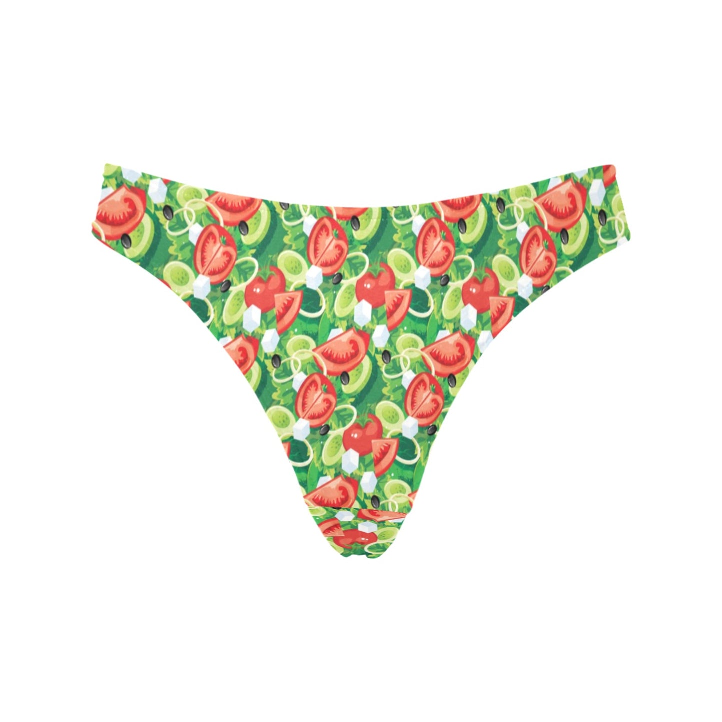 Vegan Salad Themed Design Print Women's Thongs
