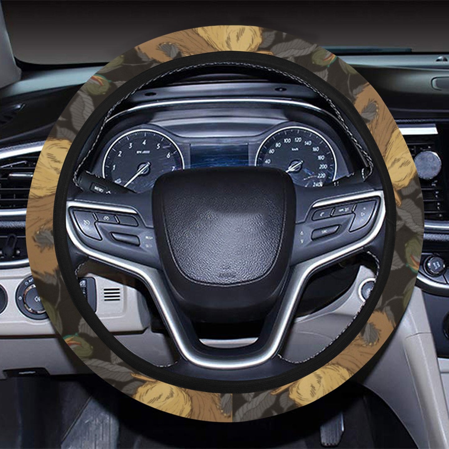 Squirrel Print Design LKS309 Steering Wheel Cover with Elastic Edge