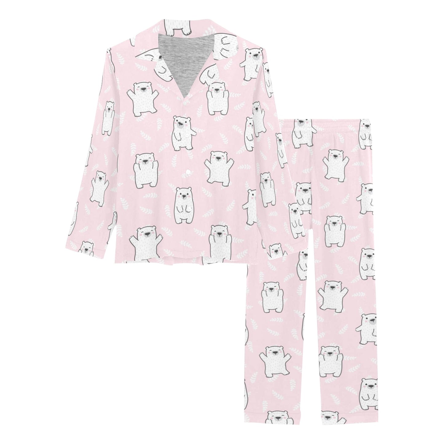Polar Bear Pattern Print Design PB09 Women's Long Pajama Set