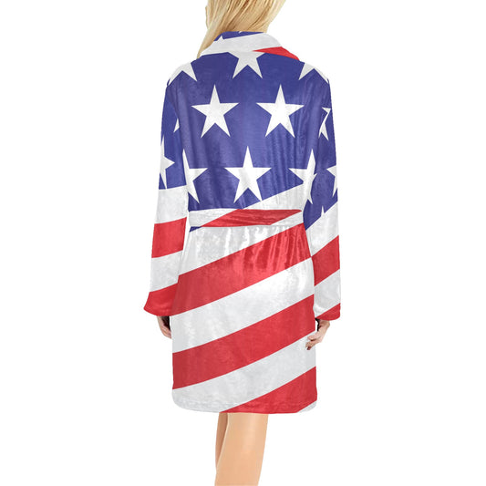 American flag Print Women's Fleece Robe