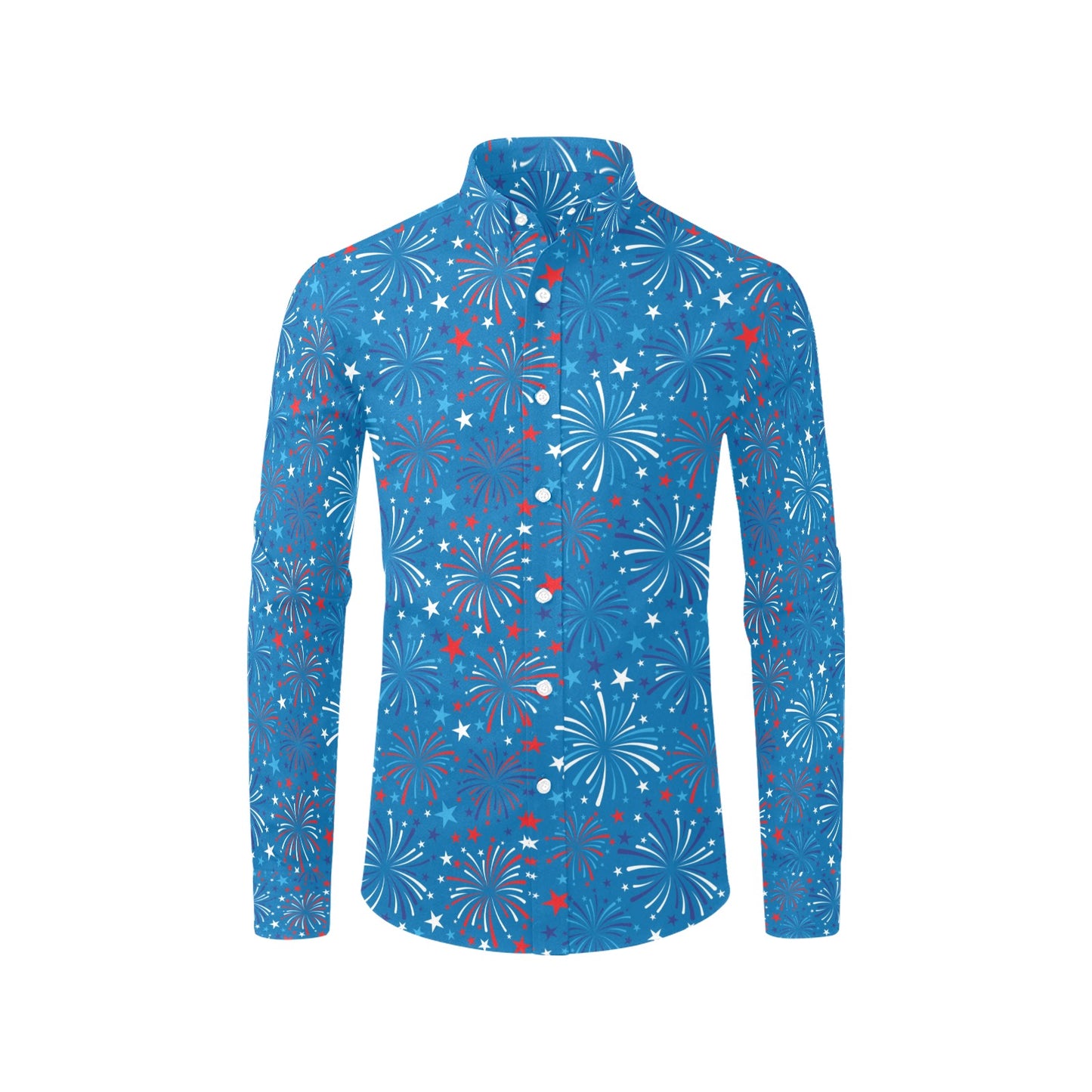 Firework Celebration Print Design LKS304 Men's Long Sleeve Dress Shirt