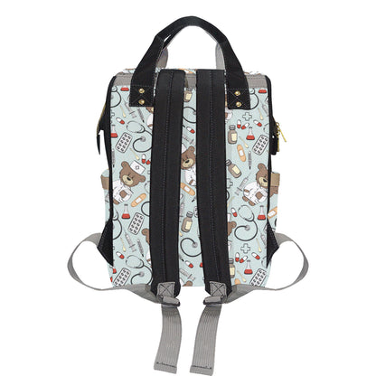 Nurse Bear Pattern Print Design A01 Diaper Bag Backpack