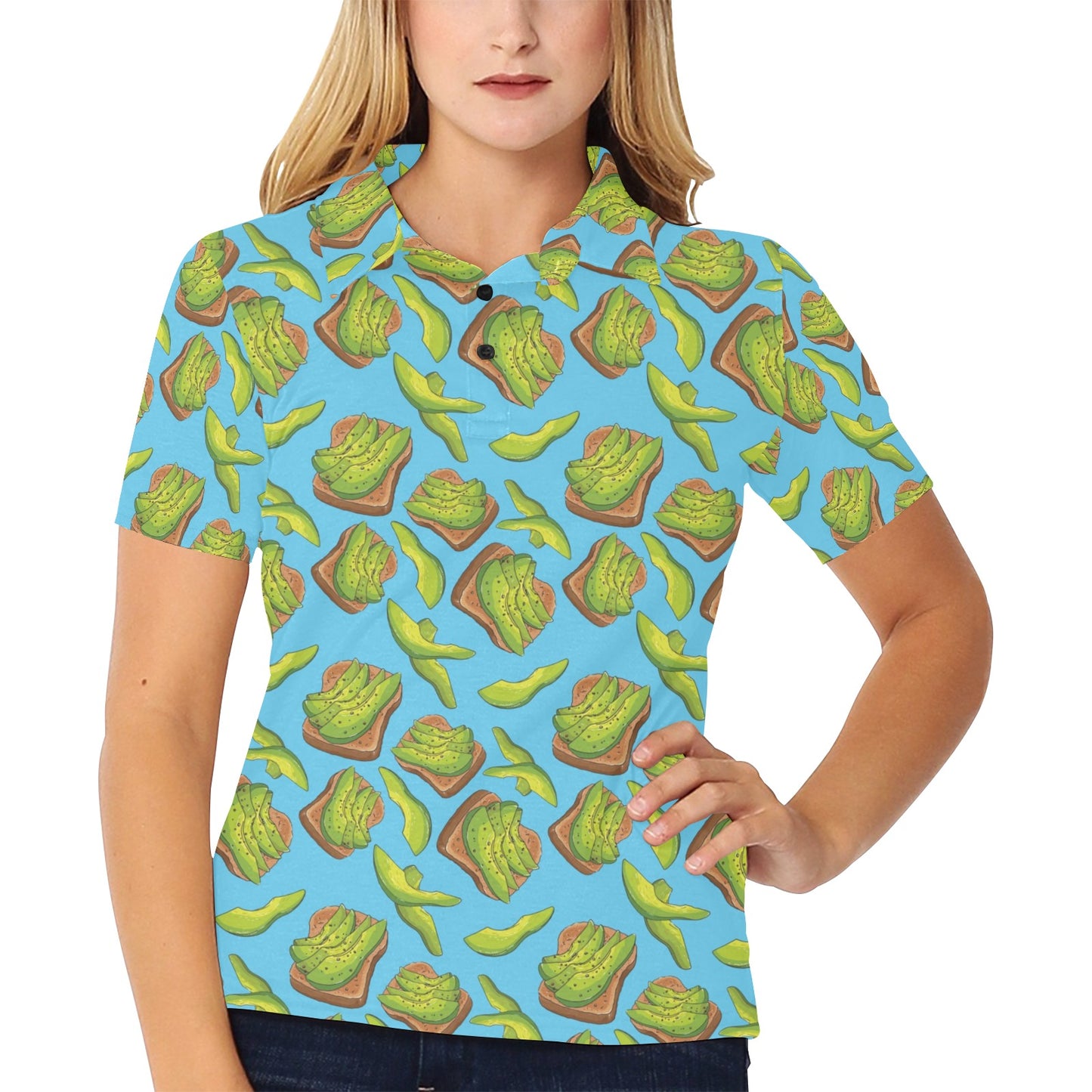 Sandwich Avocado Print Design LKS306 Women's Polo Shirt