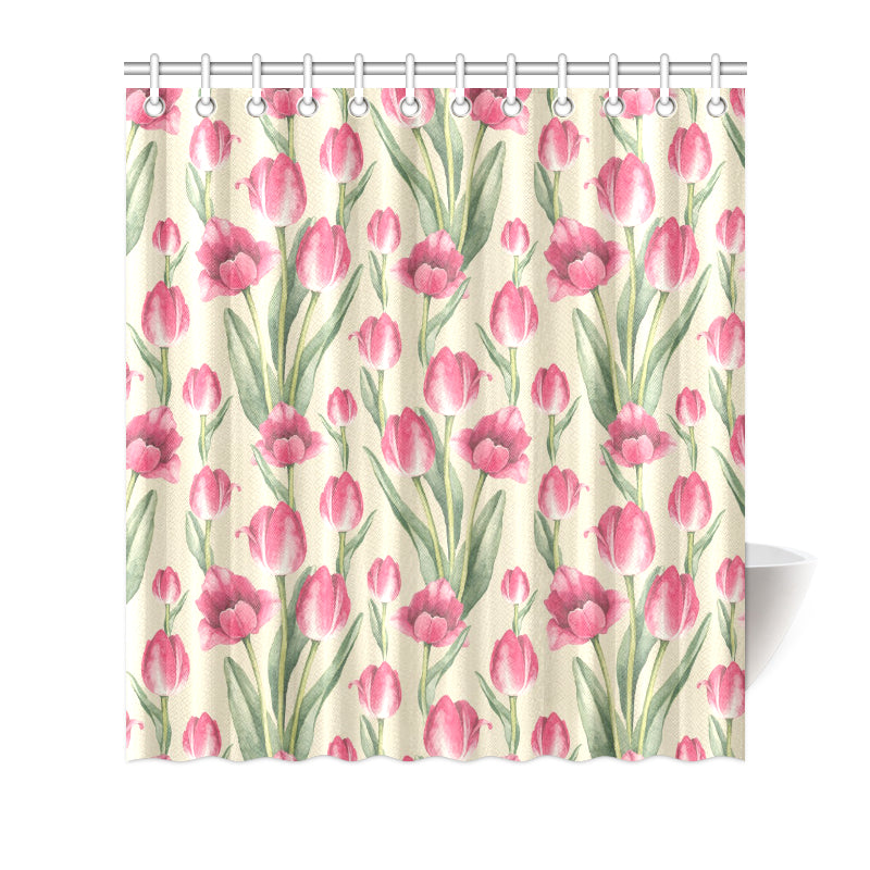 Tulip Pink Pattern Print Design TP06 Shower Curtain