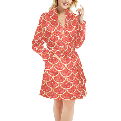 Grapefruit Pattern Print Design GF07 Women's Fleece Robe