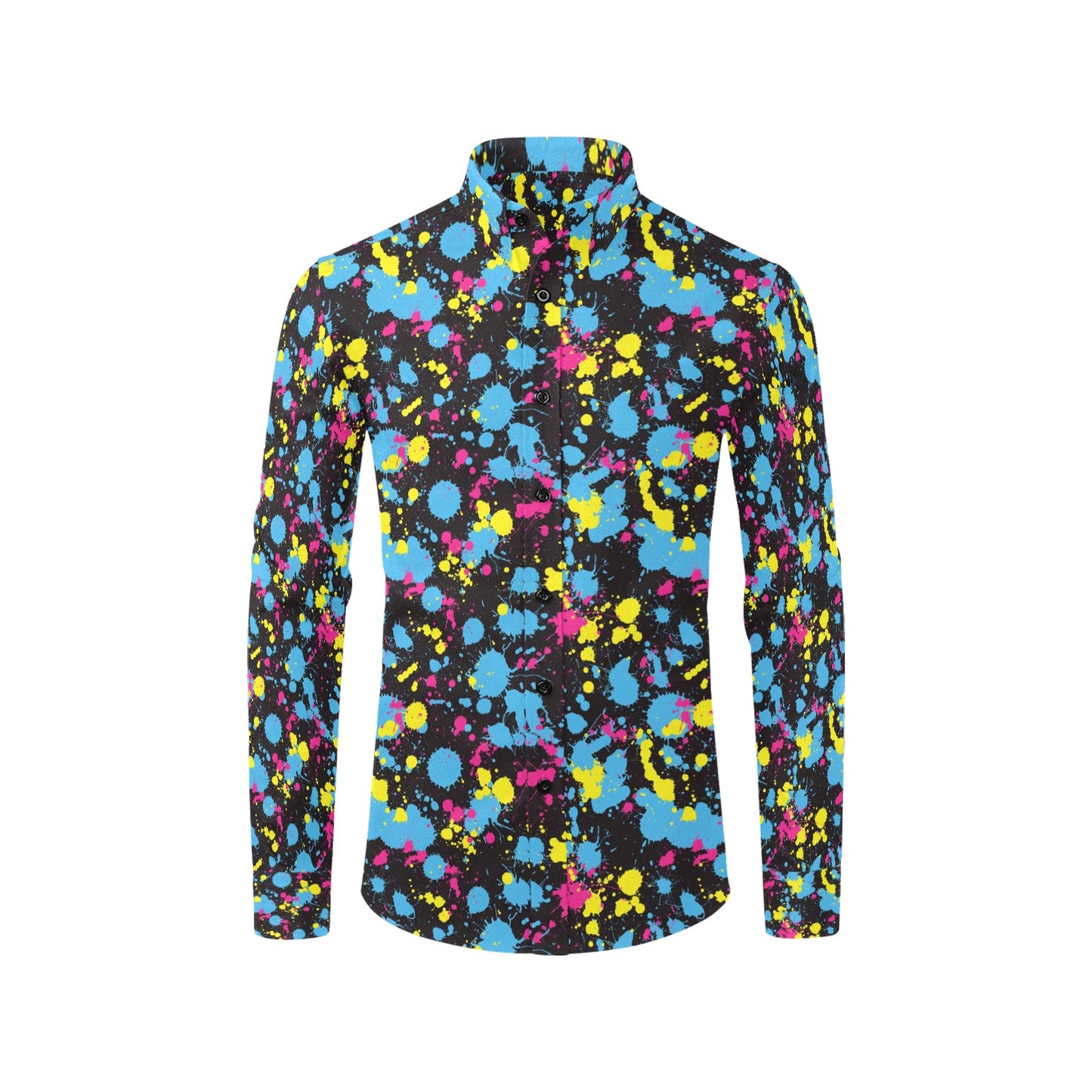 Splatter Colorful Print Design LKS301 Men's Long Sleeve Dress Shirt