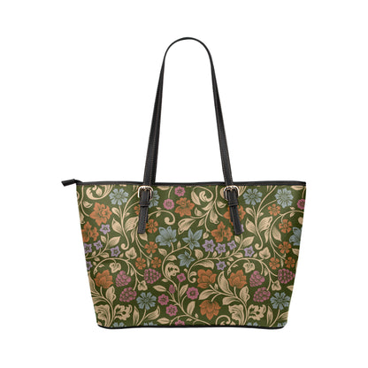 Floral Vintage Print Pattern Leather Tote Bag