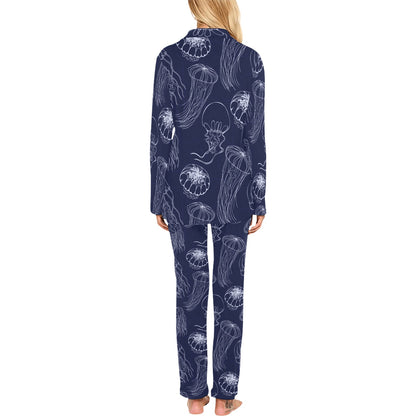 Jellyfish Pattern Print Design 05 Women's Long Pajama Set
