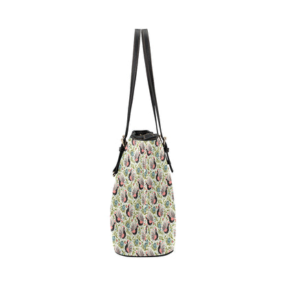 Rooster Print Design Leather Tote Bag
