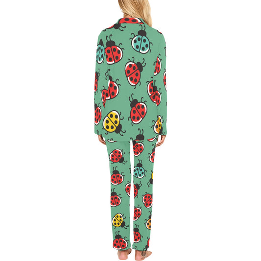 Ladybug Pattern Print Design 02 Women's Long Pajama Set