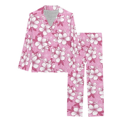 Cherry Blossom Pattern Print Design CB02 Women's Long Pajama Set