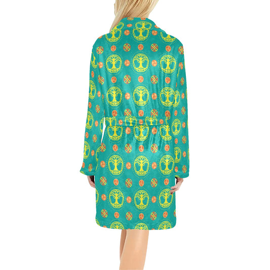 Celtic Tree of Life Print Pattern Women's Fleece Robe