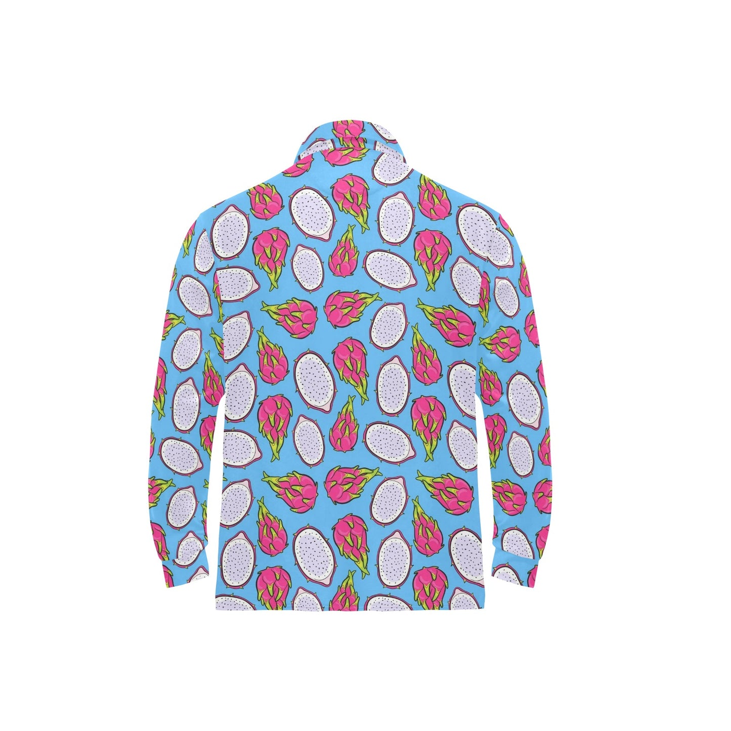 Dragonfruit Pattern Print Design DF04 Long Sleeve Polo Shirt For Men's