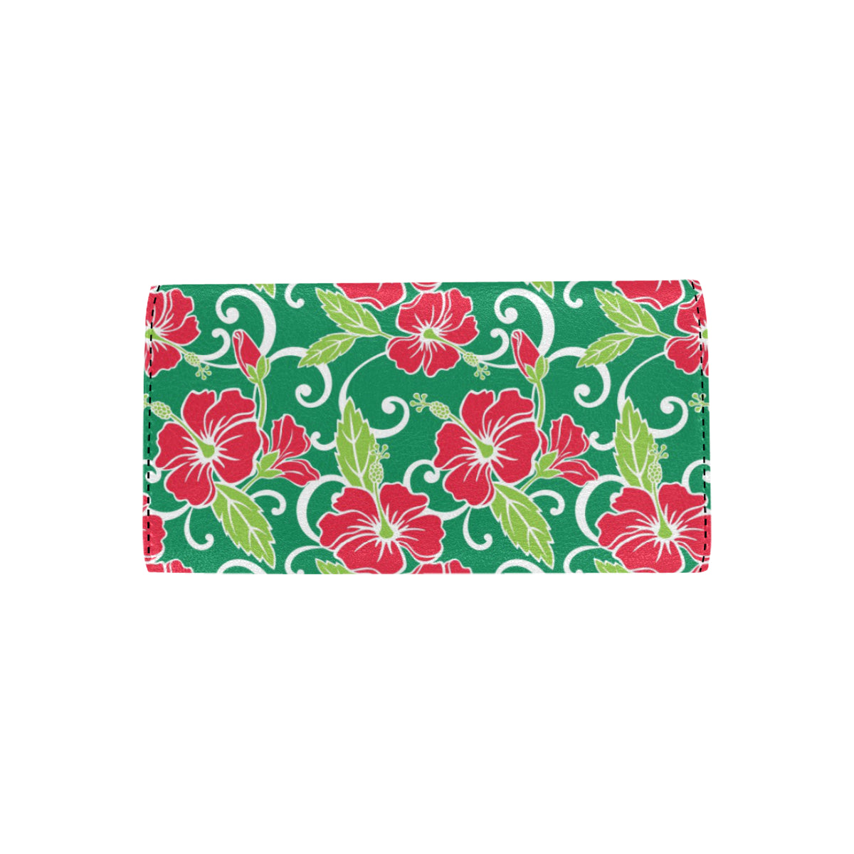 Red Hibiscus Pattern Print Design HB019 Women's Trifold Wallet