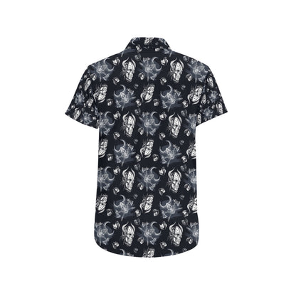 Vikings Print Design LKS304 Men Short Sleeve Button Up Shirt