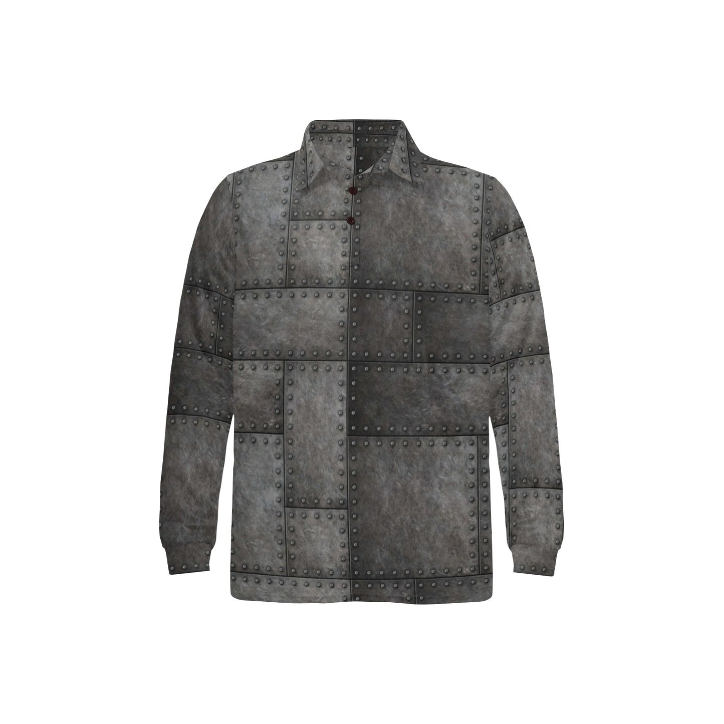 Armor Pattern Print Design 02 Long Sleeve Polo Shirt For Men's