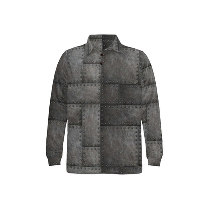 Armor Pattern Print Design 02 Long Sleeve Polo Shirt For Men's
