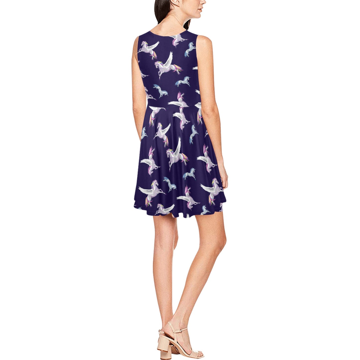 Pegasus Pattern Print Design 02 Sleeveless Dress