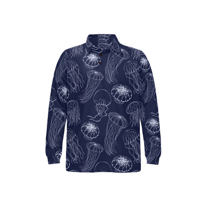 Jellyfish Pattern Print Design 05 Long Sleeve Polo Shirt For Men's