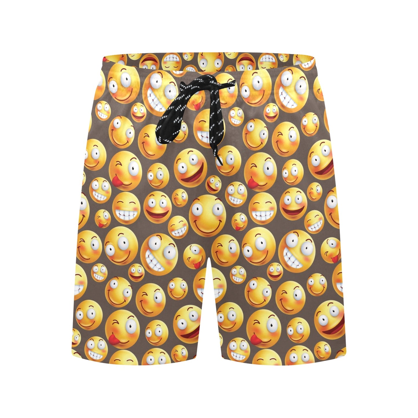 Smiley Face Emoji Print Design LKS303 Men's Swim Trunks Beach Shorts
