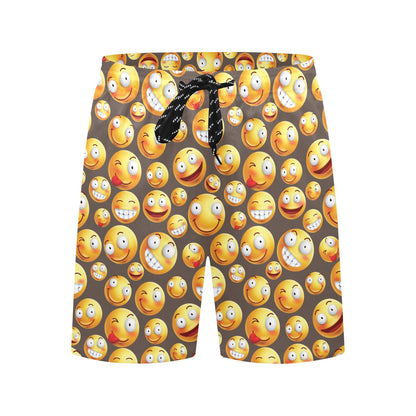 Smiley Face Emoji Print Design LKS303 Men's Swim Trunks Beach Shorts