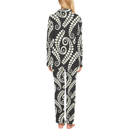 Fern Leave Print Pattern Women's Long Pajama Set