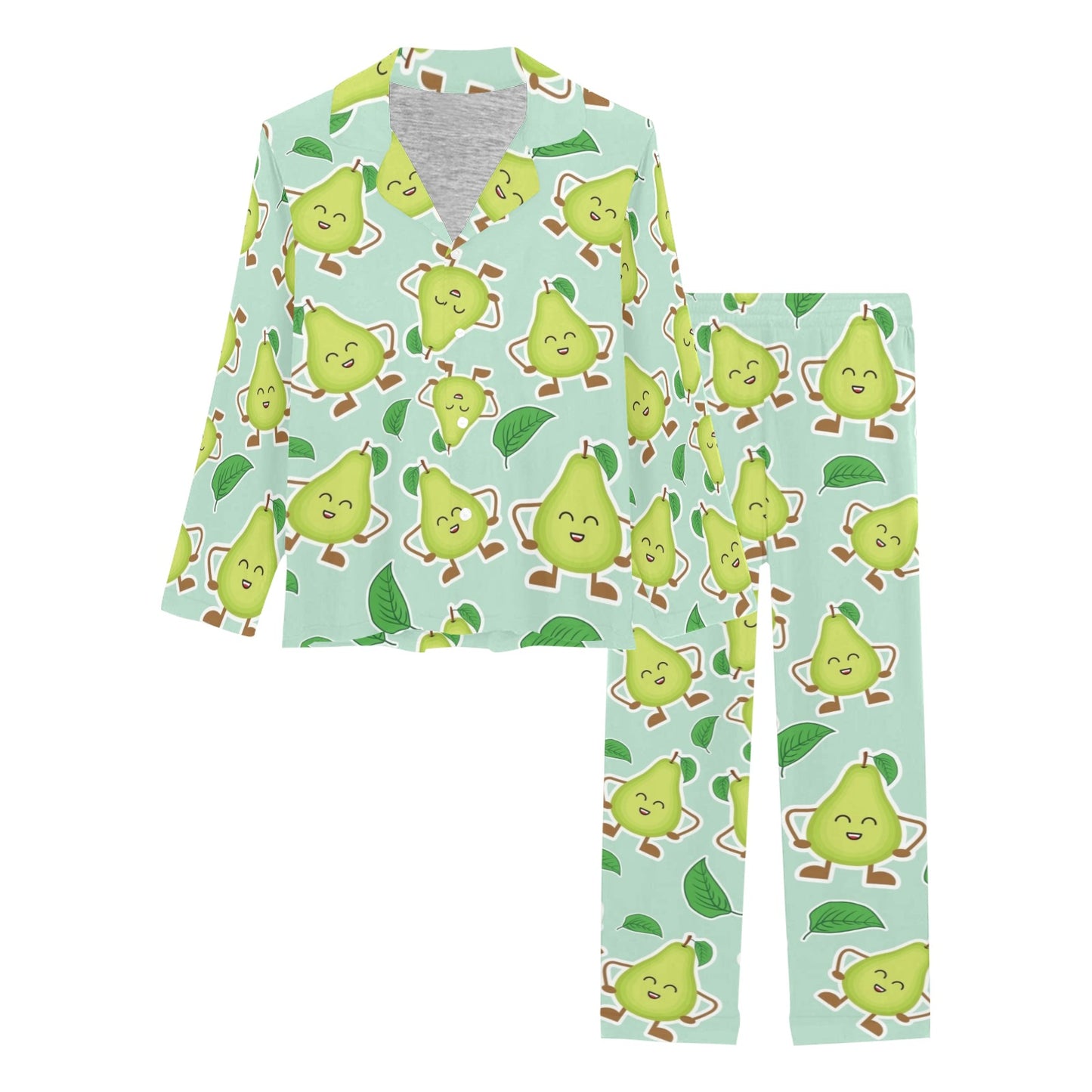 Avocado Pattern Print Design AC011 Women's Long Pajama Set