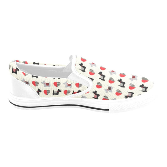 Scottish Terriers Print Design LKS3010 White Slip Ons Canvas Women's Shoes