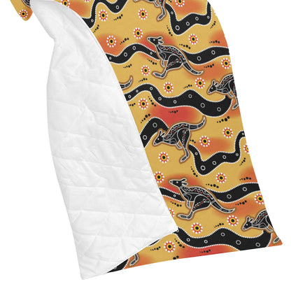 Kangaroos Aboriginal  Pattern Print Design 06 Premium Quilt