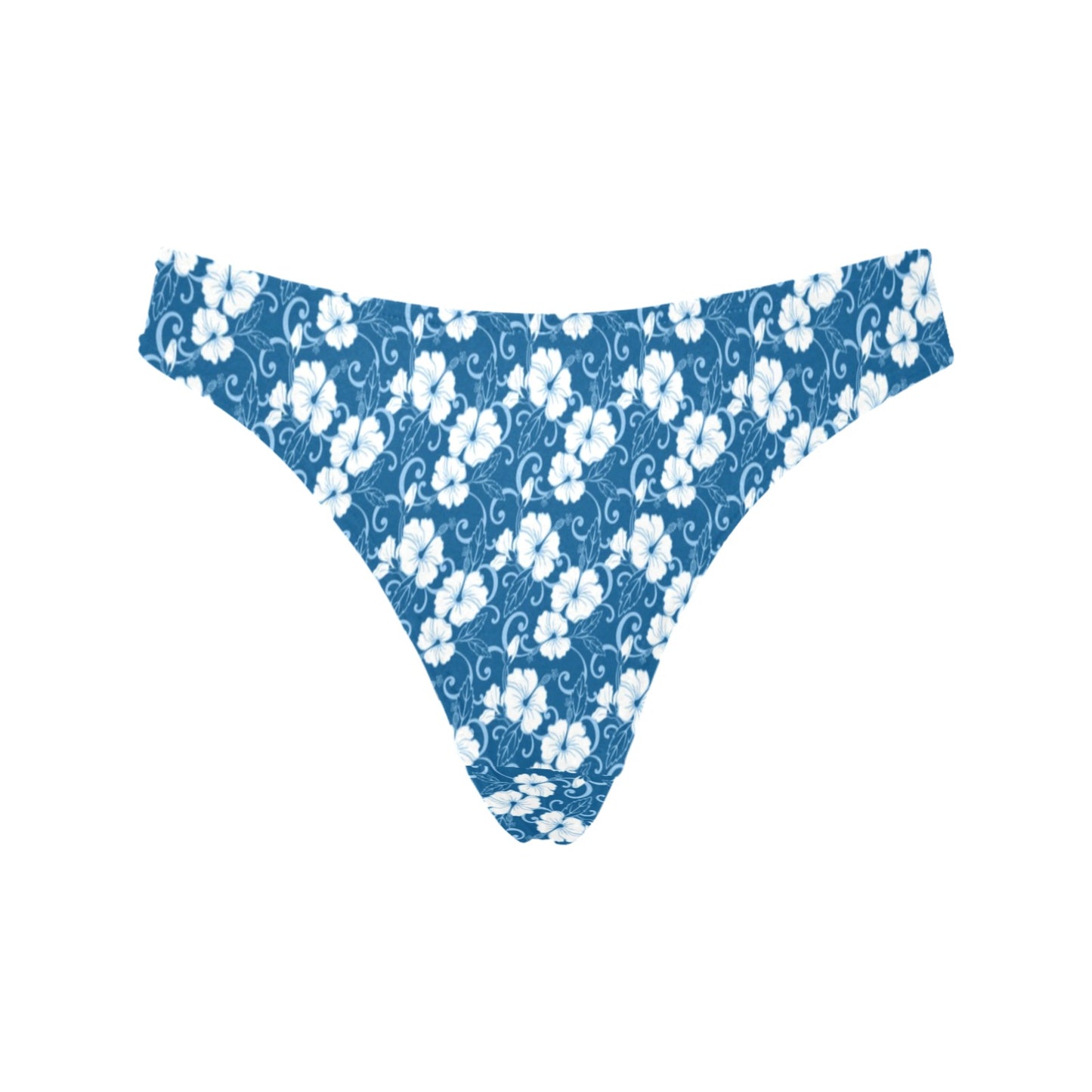 Hibiscus Blue Flower Hawaiian Print Women's Thongs