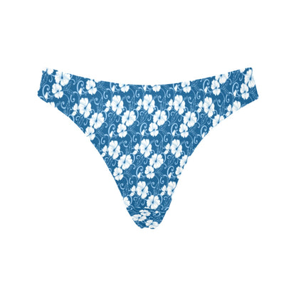 Hibiscus Blue Flower Hawaiian Print Women's Thongs