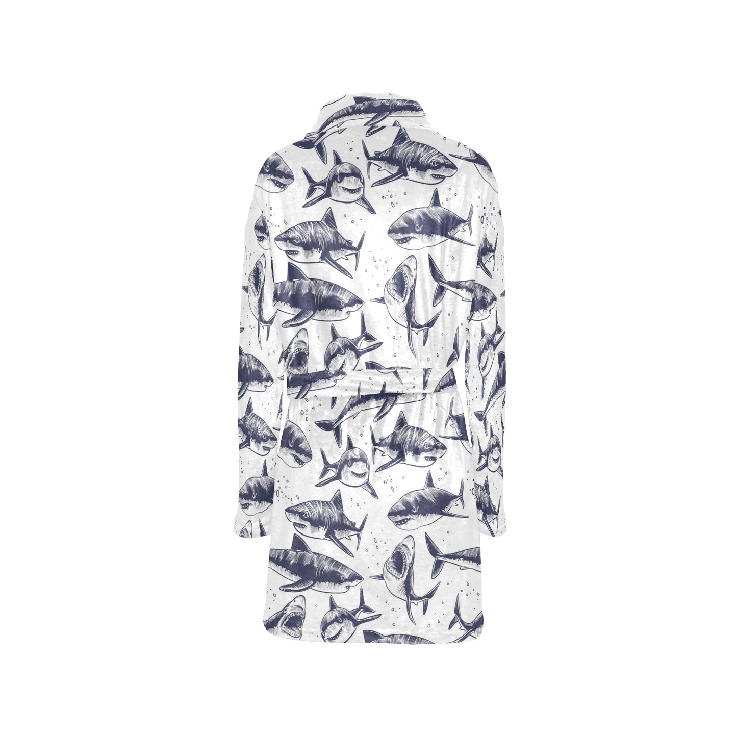 Great White Shark Pattern Print Design 02 Women's Fleece Robe